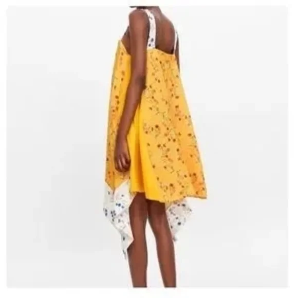 Zara Yellow Floral Handkerchief Hem Swing Dress - Picture 15 of 16